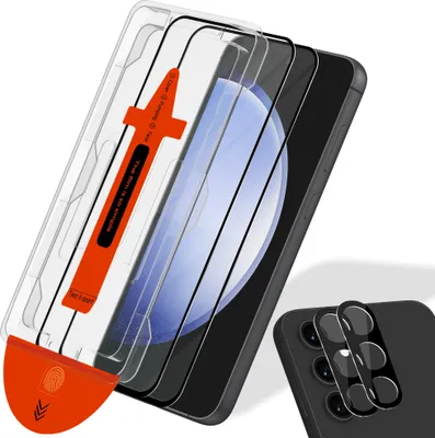 Produktbild von 2-Pack Samsung S23 FE Displayschutzfolie & 2-Pack Kameraschutz - Gehärtetes Glas | [Automatische Installation] - Blasenfrei