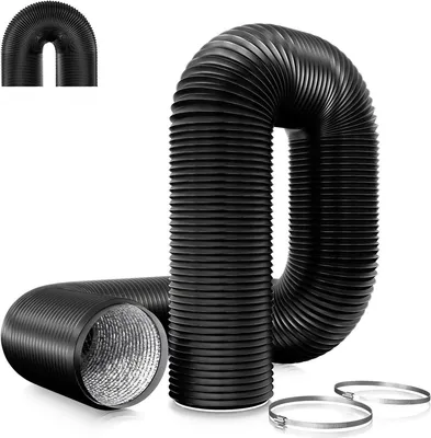 Produktbild von 125 mm flexible Aluminiumrohr – PVC-Ablaufschlauch – flexible Luftleitungen – schwarzes Aluminiumrohr – max. Länge 5 m – für Dunstabzugshaube – mobile
