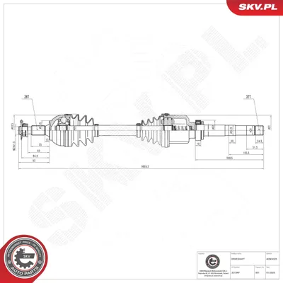 Produktbild von ESEN SKV 40SKV025 Antriebswelle Vorne Rechts für FIAT Scudo (270, 272) Scudo Kastenwagen (270, 272) Scudo Pritsche / Fahrgestell (270, 272) für TOYOTA