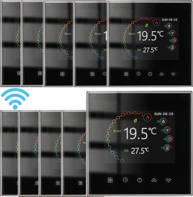 Zdjęcie produktu dla cyfrowy termostat LCD 10X WiFi, tygodniowy programowalny termostat pokojowy do ogrzewania wody 5A, sterowanie dotykowe / aplikacja mobilna / sterowanie głosowe ogrzewanie podłogowe kompatybilne z Alexa / Google Home, czarny