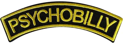 Psychobilly Patch gestickt, 11,7 x 3,8 cm, schwarz, für Kleidung & Taschen
