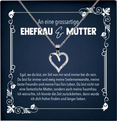Produktbild von 22Feels Ehefrau Muttertag Geschenk Ich Liebe Dich Frauen Herz Halskette Valentinstag Schatz Hochzeitstag Damen Collier (Damen Silber 925/000 Schmuck)