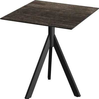 Produktbild von Infinity Tripod Terrassentisch Schwarz frame + Riverwashed Wood HPL 70x70 cm