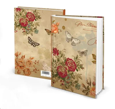 Image de Cahier vintage avec des fleurs et des papillons