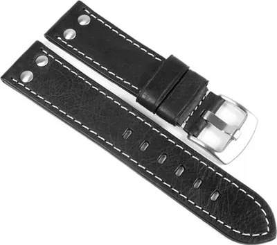 Produktbild von Minott Vintage Look Uhrenarmband Leder Band schwarz 24031, Stegbreite:22mm