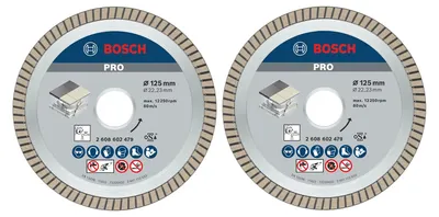 Zdjęcie produktu dla Zestaw profesjonalnych diamentowych tarcz tnących do ceramiki, 2 sztuki, 125 mm - BOSCH - 061599766Z