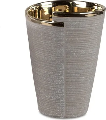Produktbild von Dekorative Blumenvase Vase Dekogefäss 21cm Sand-Gold