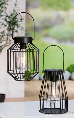 Image de Gilde Hängeleuchte (Solar), "Cage", Kunststoff, Metall, schwarz, H. 20.5 cm, D. 15 cm 69563 4063387695630 2 Stück (2-fach sortiert)