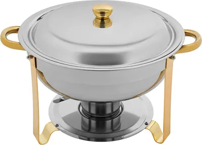 Produktbild von Chafing Dish Set / Buffetwärmer - Rund - Set mit 4, 4,5 l, Edelstahl, Mit Deckel - Silber