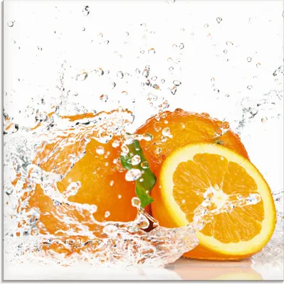 Produktbild von ARTland Glasbild Orange mit Spritzwasser Größe: 40x40 cm