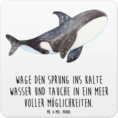Produktbild von Mr. & Mrs. Panda Untersetzer für Gläser Orca 6er Set - Weiß - Geschenk, Coaster, Meer, Getränke-Untersetzer, Büro, Tassen, Orcas, Tassenuntersetzer, Arbeit, Wal