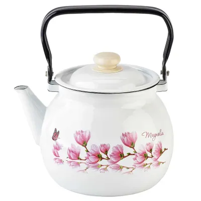Produktbild von Wasserkessel mit Deckel "Magnoliei" emailliert,3,5 L.  Wasserkocher Teekanne