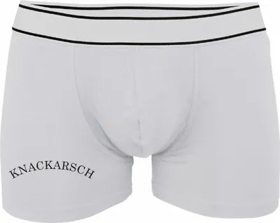 Produktbild von Boxershorts - Mann - Boxer-0009-man-white-v-L - weiß - L - vorn - Knackarsch - lustiges Motiv - Spruch - Unterwäsche - Unterhose - Freizeit - lustig