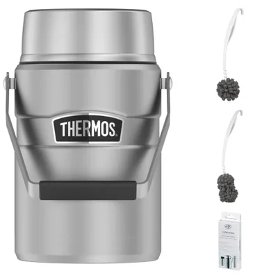 Zdjęcie produktu dla THERMOS STAINLESS KING FOOD JAR 1,20 l Thermobecher 1,2l – Vorteilsset mit Reinigungsbürste CLEAN FIX 30 cm
