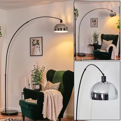 Produktbild von Gavirate Stehlampe aus Metall mit Marmorfuß in Schwarz/Chromfarben/Weiß
