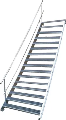 Produktbild von Stahltreppe 16 Stufen-Breite 150cm Variable-Höhe 274-340cm mit einseit. Geländer