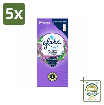 Productafbeelding van 5 x Glade Touch & Fresh navulling - Lavendel en aloë - 10 ml - Voordeelverpakking - 5 stuks