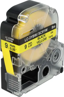 Produktbild von vhbw Schriftband-Kassette Ersatz für Epson LC-3YBW für Etiketten-Drucker 8m x 9mm Schwarz auf Gelb