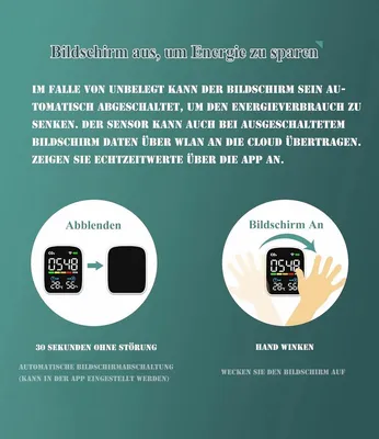 CO2 Detektor - Innenraumklima Messen - NDIR Sensor - 3-in-1 - Weiß