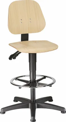 Produktbild von Bimos Arbeitsdrehstuhl Unitec mit Gleitern und Fußring Buche Sitz-Höhe 580-850mm - 9651- 3000