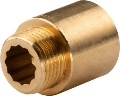 Produktbild von Messing Gewinde-Fitting Hahnverlängerung IG/AG 1/2' (DN 15) Länge 25 mm  - schwere Ausführung