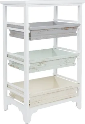 Produktbild von Casa Padrino Landhausstil Regalschrank Weiß / Mehrfarbig 54 x 32 x H. 86 cm - Handgefertigter Shabby Chic Regalschrank mit 3 Fächern