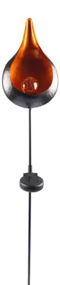 Produktbild von Solar Metall-Gartenstecker 95cm LED Glaskugel Gartendeko Mond Tropfen Flamme TOP, Form:Tropfen