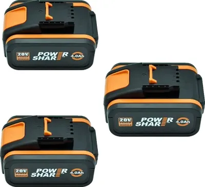Productafbeelding van Batterij, 4000 mAh capaciteit, compatibel met verschillende Worx-modellen, 4.0Ah - 3 stuks