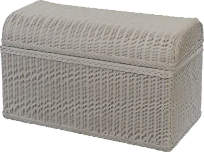 Produktbild von KRINES HOME Truhe / Wäschetruhe aus Rattan mit rundem Deckel in der Farbe Weiss