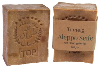 Immagine prodotto di Sapone originale di Aleppo TUMELO 2 x 200 g (400 g) 70% olio d'oliva 30% olio di alloro, sapone all'olio d'oliva fatto a mano, sapone naturale