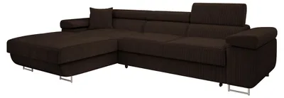 Produktbild von MIRJAN24 Ecksofa Torezio Mini Cord, Stilvoll Eckcouch mit Bettkasten und Schlaffunktion, Einstellbare Kopfstützen, 280x170x70-90 cm (Farbe: Poso 06, Seite: Links)