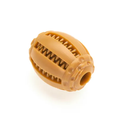 Produktbild von Ecomfy Hundespielzeug Meaty Eco Dental Rugby 8 cm – Recycelbar, vielseitig, haustiersicher, Zahnpflege & Kauspielzeug mit Leckerliplatz