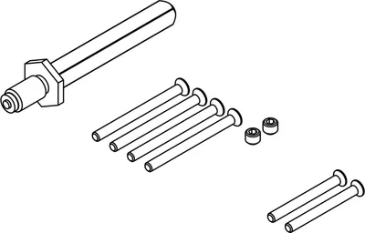Produktbild von Griffwerk Voll- und Hohlstiftsets zur Türstärkeerweiterung für Garnituren  Vollstiftsets für Wechselgarnituren (Schraubtechnik mit Zink), Edelstahl (matt), 50-55 mm