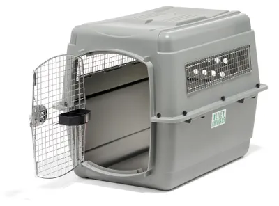 Hunde-Transportbox, Kunststoff, 91 x 63 x 68 cm, Grau