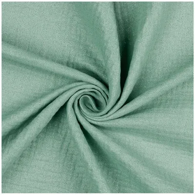 Glitzer Musselin Stoff 50x136cm uni Oeko-Tex Double Gauze Windeltuch Mulltuch Baumwolle blassgrün