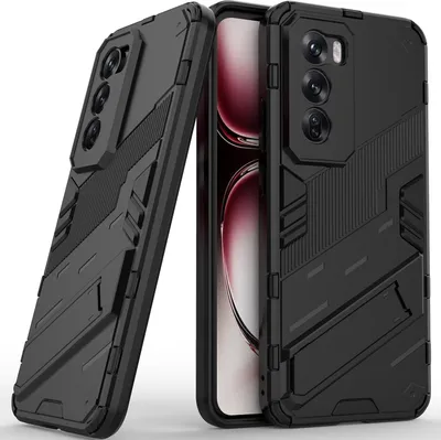 Produktbild von Armor Hülle für Oppo Reno12 Hybrid PC TPU Bumper Stoßfestes Schutzhülle mit Standfunktion Schwarz