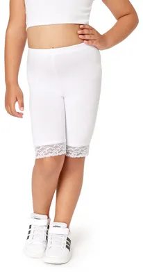 Image de Leggings courts pour fille Merry Style avec dentelle - Leggings en viscose pour fille MS10-434 (Blanc, 152)