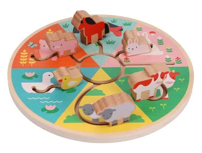 Produktbild von Holz-Schiebespielzeug mit Bauernhoftieren