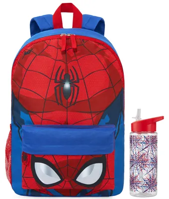 Produktbild von Get Trend Marvel Spiderman Rucksack Kinder Set, Kinderrucksack & Trinkflasche, 500ml Schule Sport Freizeit, Geschenk Idee (Multi Spiderman)