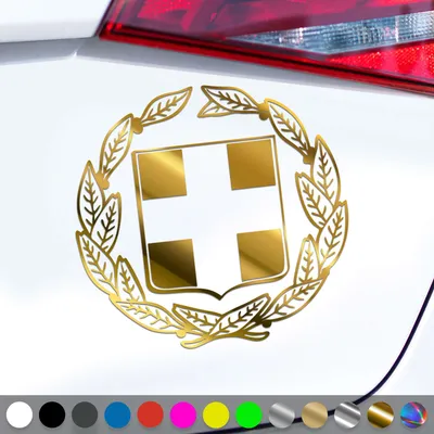 Produktbild von PantherPixel Griechenland Aufkleber Wappen Kreta Rhodos Sticker Auto Geschenkidee Farbe Chrom-Gold