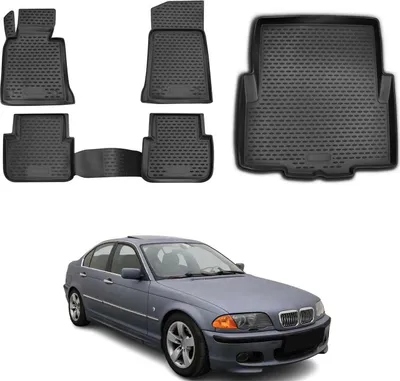 Immagine prodotto di Set di tappetini e fodere per il bagagliaio per BMW Serie 3 E46 Berlina 1998-2007 in gomma nera 5x