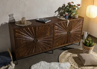 Produktbild von MASSIVMOEBEL24 Sideboard Mango 201x48x89 braun lackiert STILMÖBEL #129