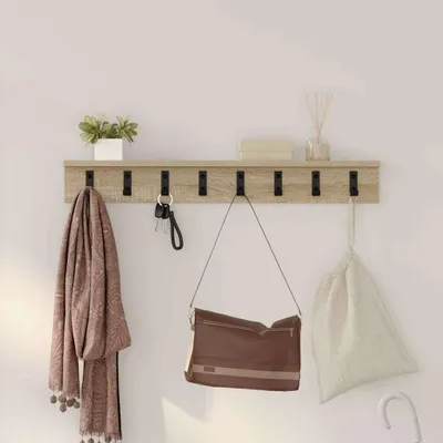 Produktbild von Möbel Wandmontierter Kleiderständer Sonoma Eiche 80 x 10.5 x 10.5 cm - Wandregale 874365