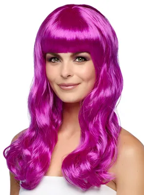Productafbeelding van y langhaarige pruik voor dames, paars, met pony, geschikt voor carnaval, feestjes en verkleedpartijen