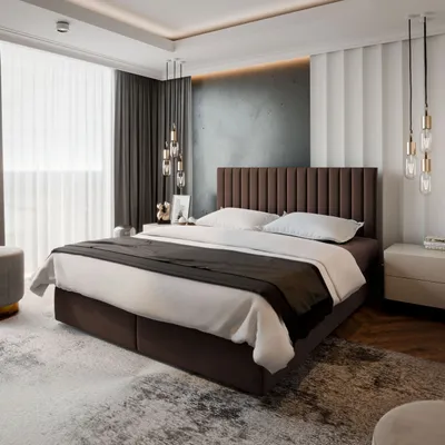 Produktbild von Masseno Boxspringbett BRESEL 180x200 cm Komplett-Set mit Bonell Matratze und Topper, Polsterbett mit Bettkästen -Braun, KRONOS 06