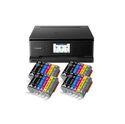 Produktbild von Canon PIXMA TS8750 Tintenstrahl Multifunktionsdrucker schwarz mit 24 kompatiblen XXL Patronen