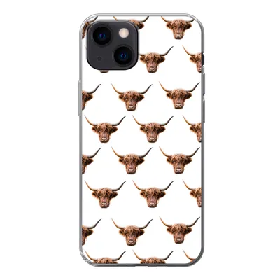 Produktbild von MuchoWow® Handyhülle Schutzhülle Hülle für iPhone 13 mini Schottischer Highlander - Kuh - Muster Silikon Softcase Handy Hülle - Softcase