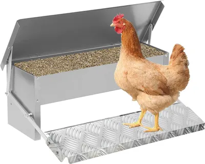 Automatischer Hühnerfutterautomat Aus Verzinktem Stahl, 5KG, Wasserdicht & Rattensicher Mit Pedal