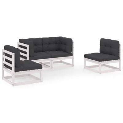 Produktbild von vidaXL 4-tlg. Garten-Lounge-Set mit Kissen Kiefer Massivholz