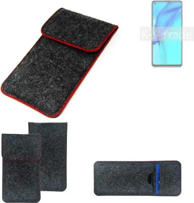 Produktbild von K-S-Trade Handy Schutz Hülle kompatibel mit Huawei Maimang 9 Schutzhülle Handyhülle Filztasche Pouch Tasche Case Sleeve Filzhülle dunkelgrau roter